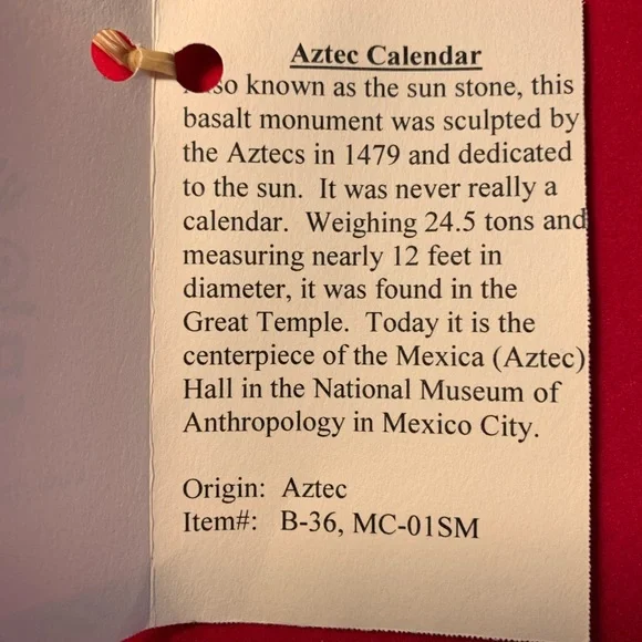 Aztec Stone Calendar - Picture 4 of 4